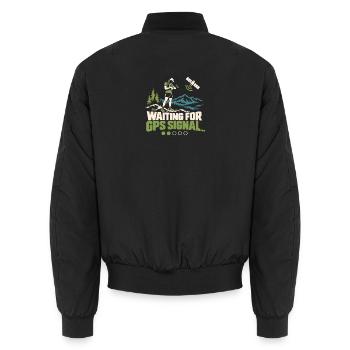 Warten auf GPS-Signal-Shirt, Lauf-T-Shirt - Unisex Bomberjacke - Schwarz - Hinten - AI Model Male 185 light (185cm)