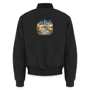 Usedom Zwischen Ostsee und Achterwasser - Unisex Bomberjacke - Schwarz - Hinten - AI Model Male 185 light (185cm)