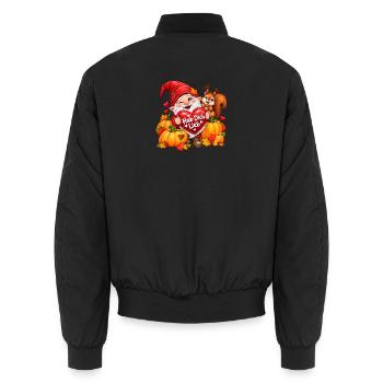 Herbstgnom Hab Dich Lieb - Unisex Bomberjacke - Schwarz - Hinten - AI Model Male 185 light (185cm)