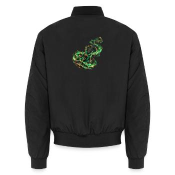Smaragdgrüne Arkane Violine - Unisex Bomberjacke - Schwarz - Hinten - AI Model Male 185 light (185cm)
