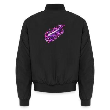 Neon Galaxy Keytar - Unisex Bomberjacke - Schwarz - Hinten - AI Model Male 185 light (185cm)
