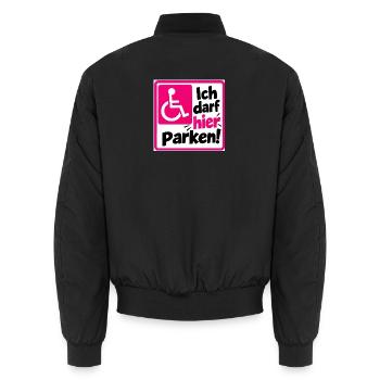 Ich darf hier Parken Sign - Unisex Bomberjacke - Schwarz - Hinten - AI Model Male 185 light (185cm)