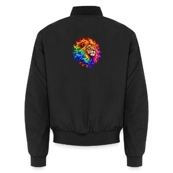 Feuerregenbogenlöwe - Unisex Bomberjacke - Schwarz - Hinten - AI Model Male 185 light (185cm)