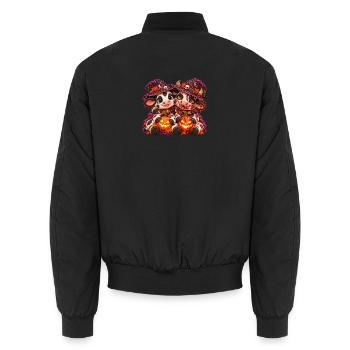 Halloween-Kuh-Umarmung (Yin Yang) - Unisex Bomberjacke - Schwarz - Hinten - AI Model Male 185 light (185cm)