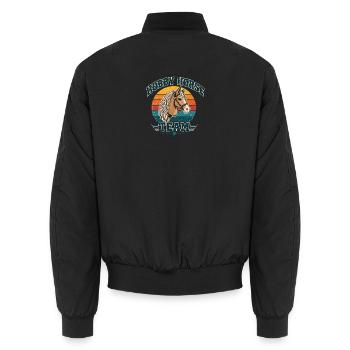 Hobby Horse Team Vintage Retro - Unisex Bomberjacke - Schwarz - Hinten - AI Model Male 185 light (185cm)