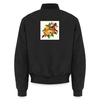 Weihnachtsorangen blühen und Band - Unisex Bomberjacke - Schwarz - Hinten - AI Model Male 185 light (185cm)