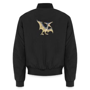 Blau gestreifter Flugsaurier im Vintage-Stil - Unisex Bomberjacke - Schwarz - Hinten - AI Model Male 185 light (185cm)