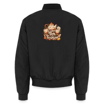 Töpfern - Lieber Ton als Termin Teekunst - Unisex Bomberjacke - Schwarz - Hinten - AI Model Male 185 light (185cm)