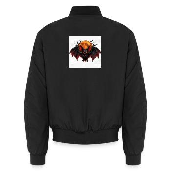 Blutrote Mondfledermaus - Unisex Bomberjacke - Schwarz - Hinten - AI Model Male 185 light (185cm)