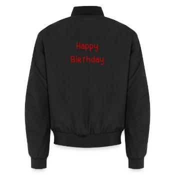 ALLES GUTE ZUM GEBURTSTAG. ALLES GUTE ZUM GEBURTSTAG. JAHRESTAG. - Unisex Bomberjacke - Schwarz - Hinten - AI Model Male 185 light (185cm)