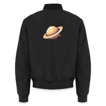 Saturn Farbplanet Illustration - Unisex Bomberjacke - Schwarz - Hinten - AI Model Male 185 light (185cm)