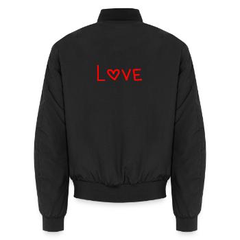 HAPPY BIRTHDAY. HAPPY BIRTHDAY. ANNIVERSARY. - Unisex Bomber Jacket - black - Back - AI Model Male 185 light (185cm)