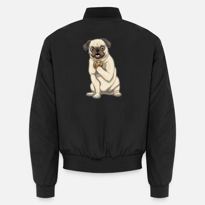 Pug Cookie - Unisex Bomber Jacket - black