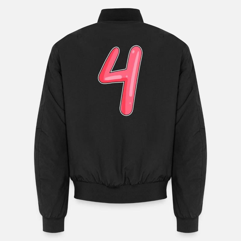 4 - Vier Zahl Nummer - Unisex Bomberjacke - Schwarz