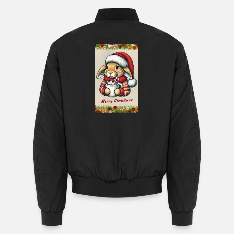 Weihnachts-Hase mit heißer Schokolade Unisex Bomberjacke