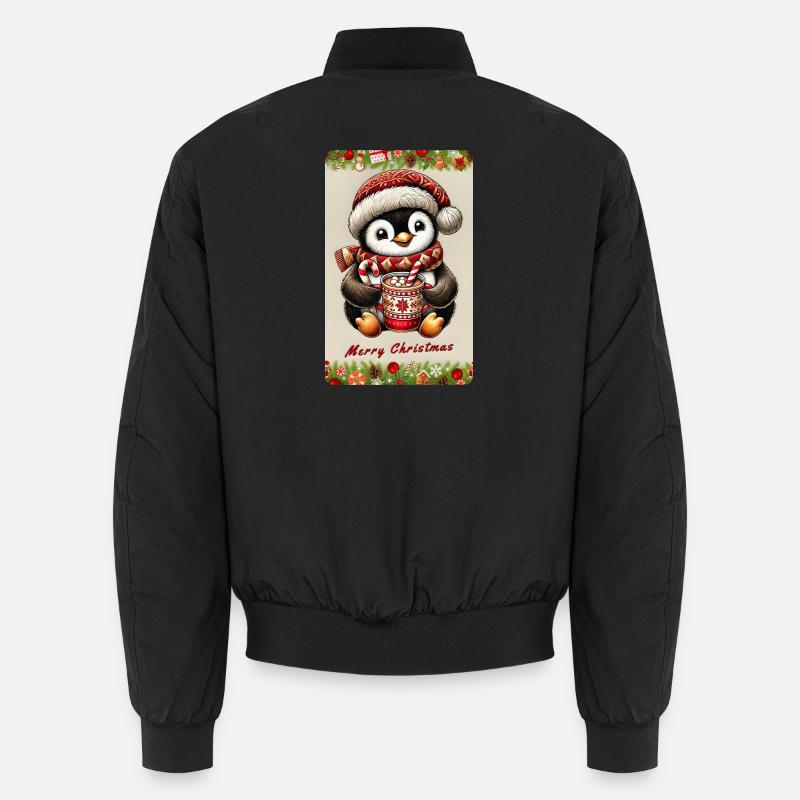 Weihnachts-Pinguin mit heißer Schokolade Unisex Bomberjacke
