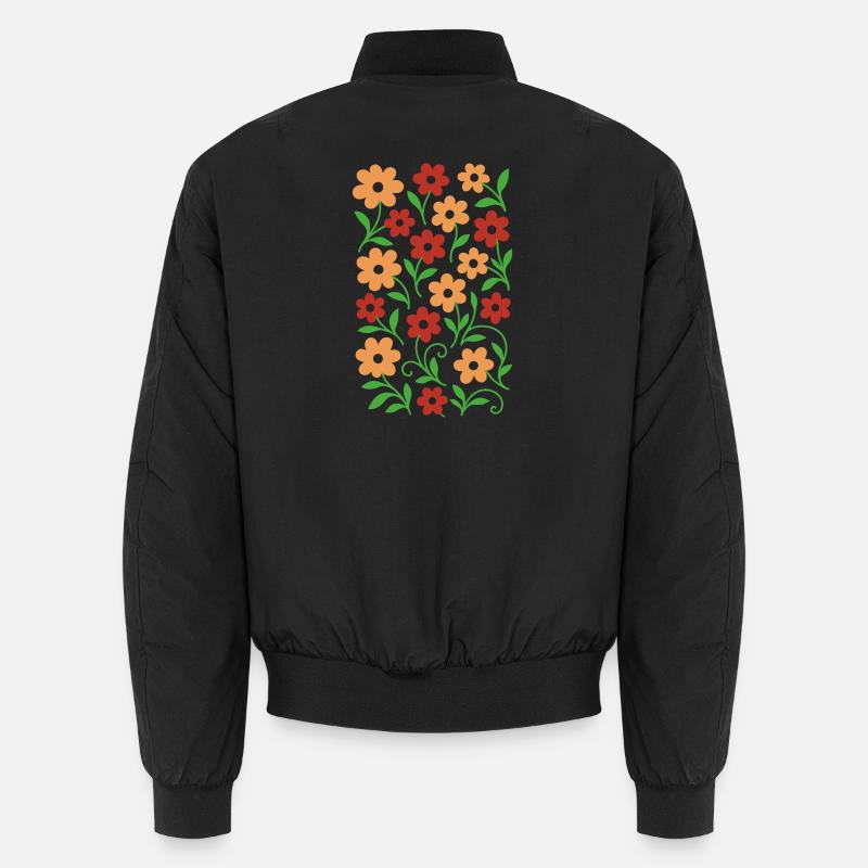 Retro Boho Blumenmuster - Herbsttöne Blumen Unisex Bomberjacke