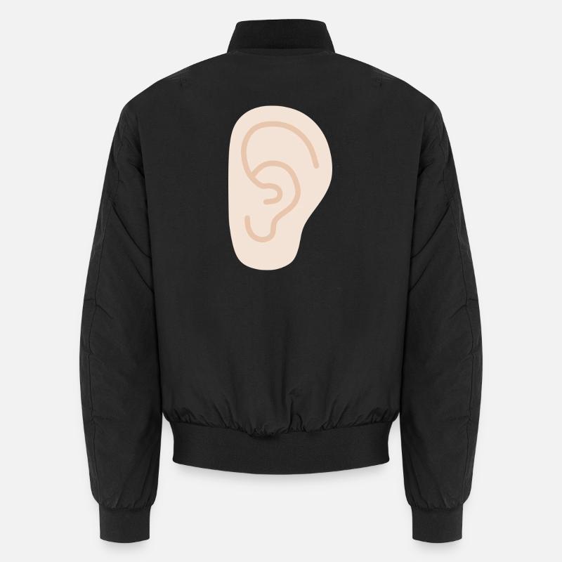 Ear: Soft Peach Line Art - Unisex Bomber Jacket - black