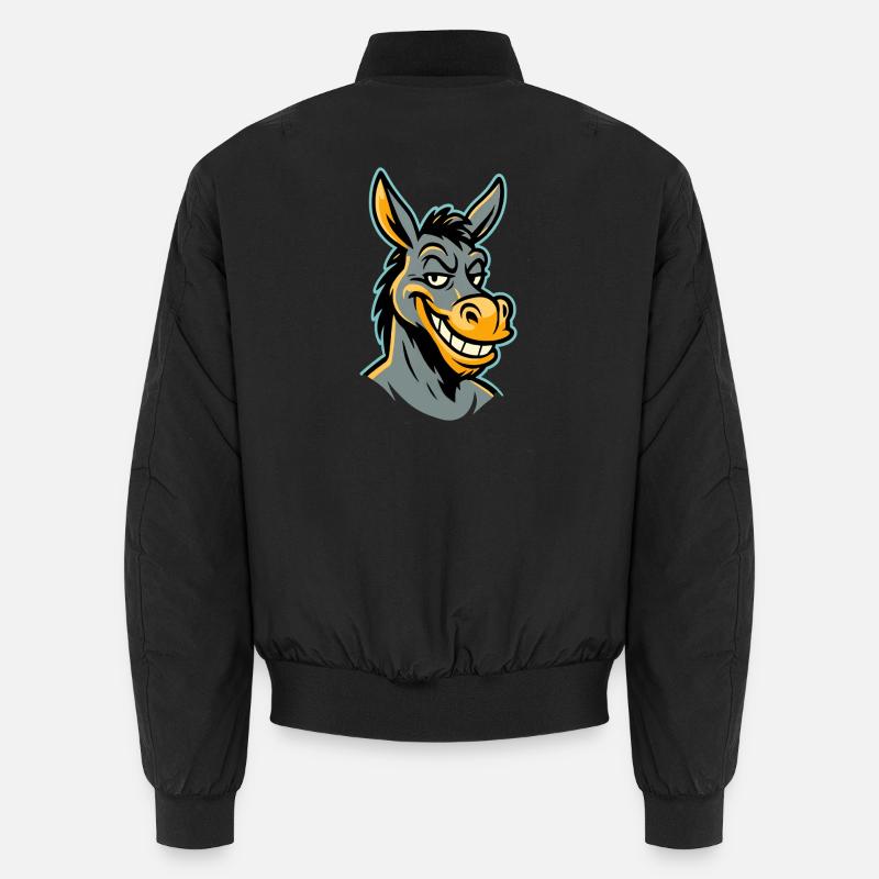 Cheeky grinning donkey - Unisex Bomber Jacket - black