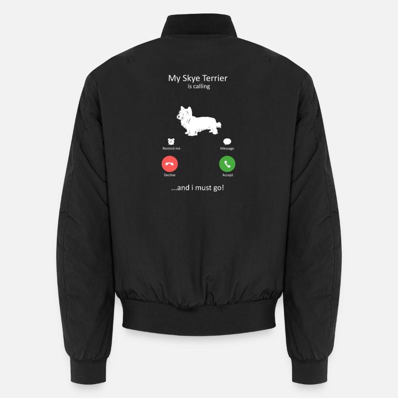My Skye Terrier Is Calling Funny Dog Silhouette Unisex Bomber Jacket