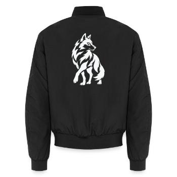Wolfs Silhouette in Kontrast - Unisex Bomberjacke - Schwarz - Hinten - AI Model Male 185 light (185cm)