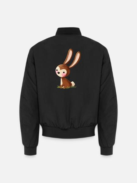 Kuschelhase im Gras - Unisex Bomberjacke - Schwarz