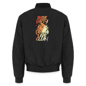 Fahre im Dreck aber lebe sauber - Unisex Bomberjacke - Schwarz - Hinten - AI Model Male 185 light (185cm)