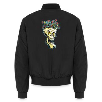 Explosiver Candy Skull - Unisex Bomberjacke - Schwarz - Hinten - AI Model Male 185 light (185cm)
