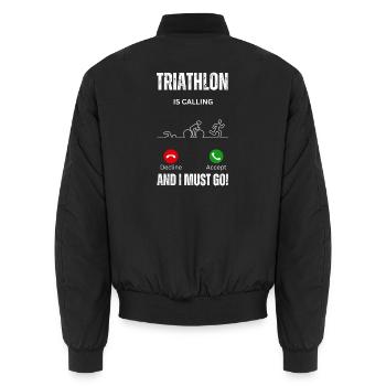 Triathlon ruft und ich muss Ausdauer machen - Unisex Bomberjacke - Schwarz - Hinten - AI Model Male 185 light (185cm)