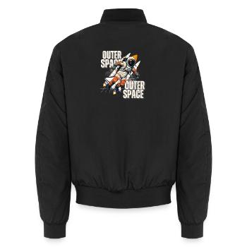 Astronaut in rocket jump - Unisex Bomber Jacket - black - Back - AI Model Male 185 light (185cm)