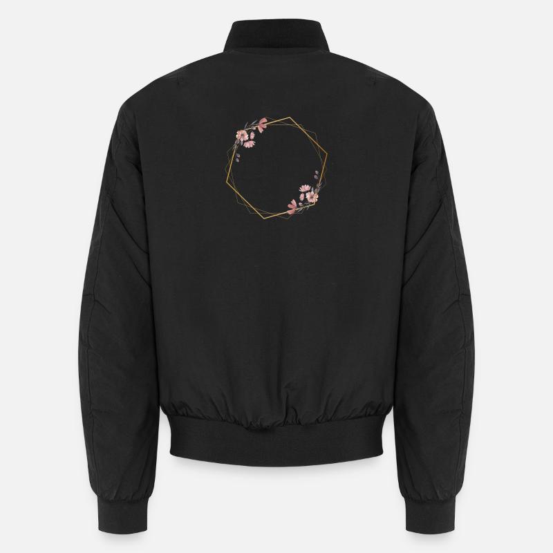Geometric elegance with pink flowers Unisex Bomber Jacket