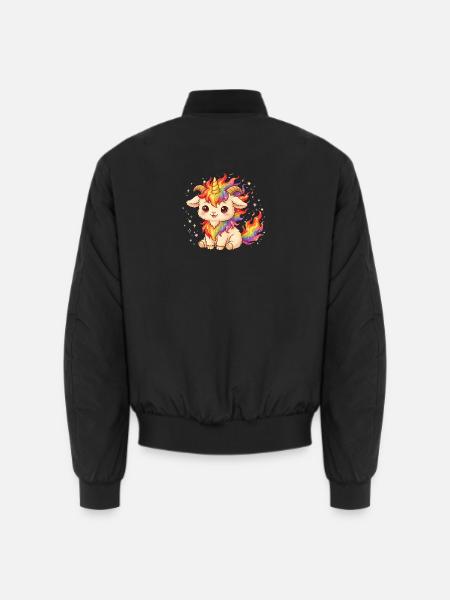 Unicorn Fire Goat Shirt Einhorn Feuer Ziege - Unisex Bomberjacke - Schwarz