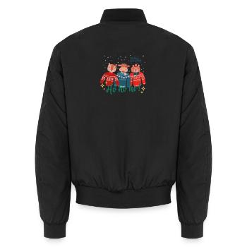 Hässlicher Weihnachtspullover - Frohe Weihnachten - Unisex Bomberjacke - Schwarz - Hinten - AI Model Male 185 light (185cm)