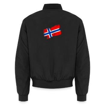 Norwegen Flagge – Skandinavisches Pinselstrich Des - Unisex Bomberjacke - Schwarz - Hinten - AI Model Male 185 light (185cm)