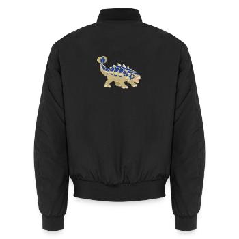 Blau gestreifter Ankylosaurus im Vintage-Stil - Unisex Bomberjacke - Schwarz - Hinten - AI Model Male 185 light (185cm)