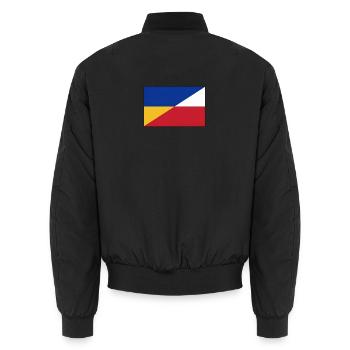 Ukraine-Polnische Flagge – Ukrainische und Polnische Einheit - Unisex Bomberjacke - Schwarz - Hinten - AI Model Male 185 light (185cm)