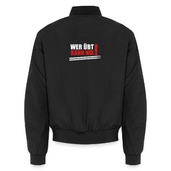 wer übt kann nix - Unisex Bomberjacke - Schwarz - Hinten - AI Model Male 185 light (185cm)