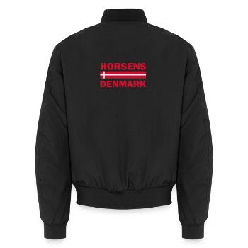 Horsens Dänemark-Flaggenmotiv - Unisex Bomberjacke - Schwarz - Hinten - AI Model Male 185 light (185cm)