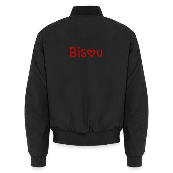 HAPPY BIRTHDAY. HAPPY BIRTHDAY. ANNIVERSARY. - Unisex Bomber Jacket - black - Back - AI Model Male 185 light (185cm)