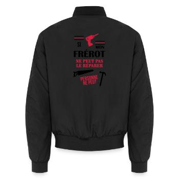 Frère Frérot Frere Bébé Naissance Famille Baby - Unisex Bomber Jacket - black - Back - AI Model Male 185 light (185cm)