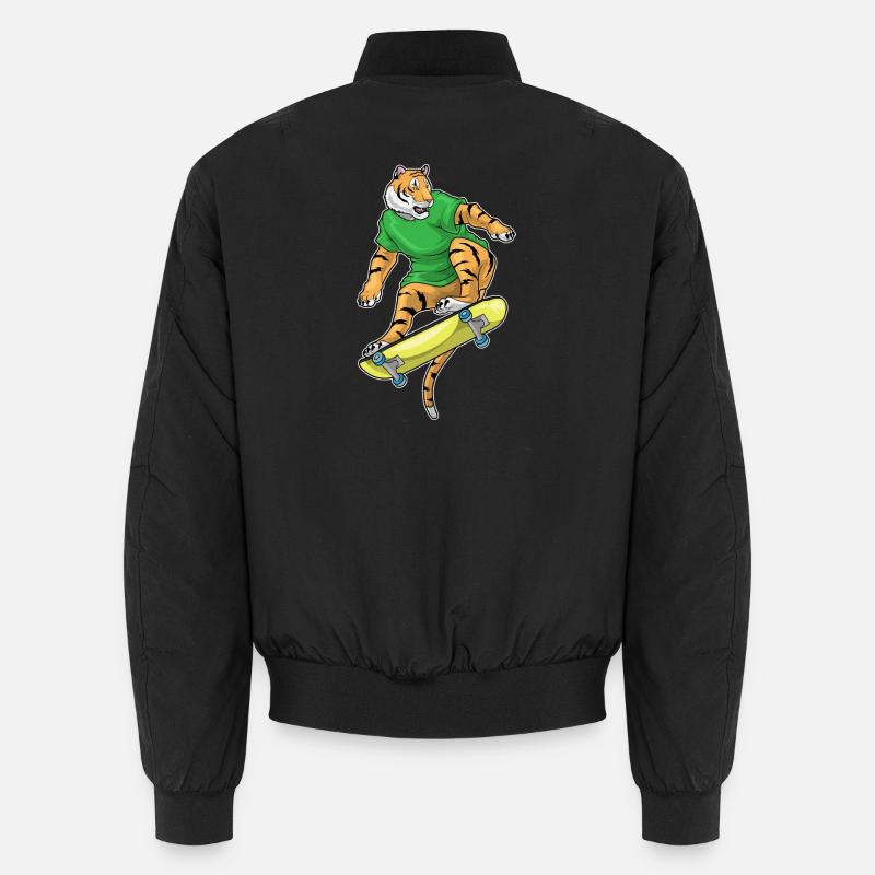 Tiger Skater Skateboard - Unisex Bomber Jacket - black