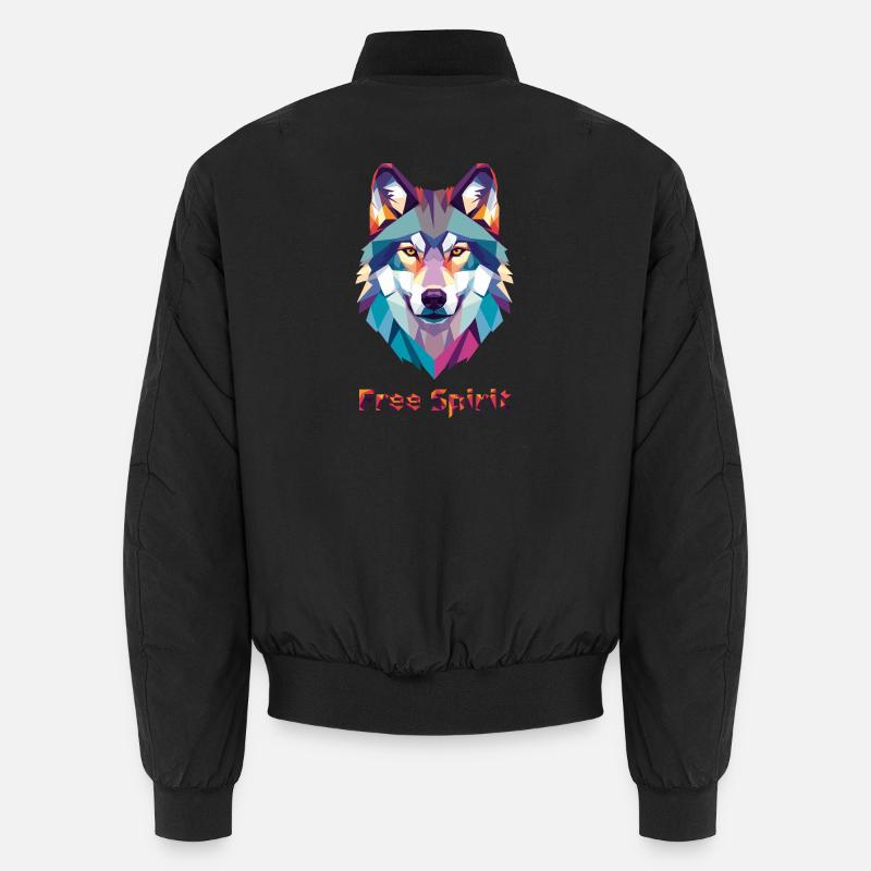 Geomorphic wolf with color explosion Unisex Bomber Jacket