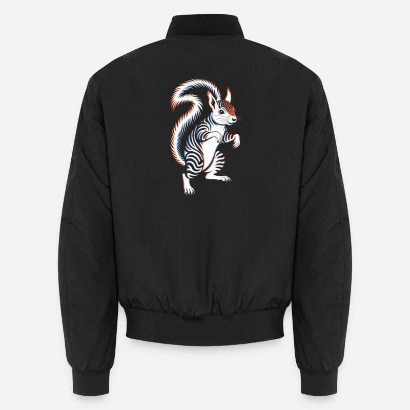Retro Streifen-Eichhörnchen für Tierfreunde - Unisex Bomberjacke - Schwarz