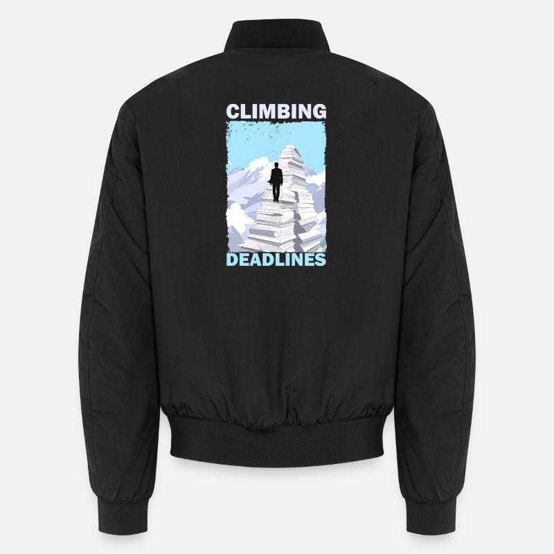 Climbing Deadlines – Funny Office Workload Mountai Unisex Bomber Jacket