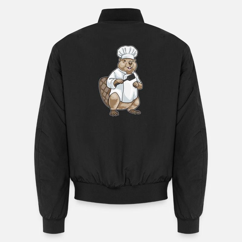 Biber Koch Pfannenwender Kochen Unisex Bomberjacke