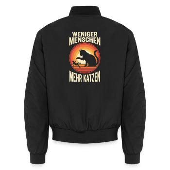 Weniger Menschen Mehr Katzen - Unisex Bomberjacke - Schwarz - Hinten - AI Model Male 185 light (185cm)