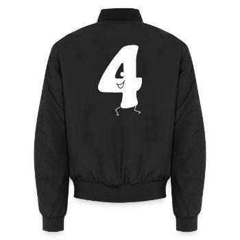 Funny Four : Minimal Numeral 4 | Quatrième - Bomber unisexe - noir - Dos - AI Model Male 185 light (185cm)