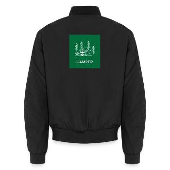 Forest Camping Sketch Tente Camper - Bomber unisexe - noir - Dos - AI Model Male 185 light (185cm)