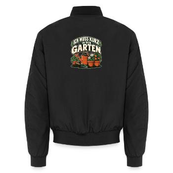 Ich muss kurz in den Garten - Unisex Bomberjacke - Schwarz - Hinten - AI Model Male 185 light (185cm)