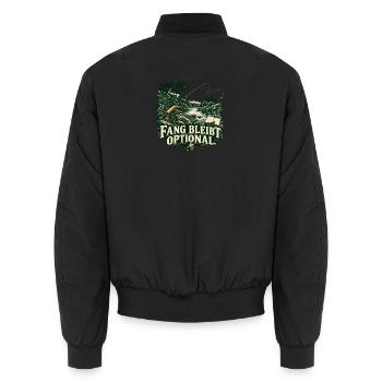 Fang bleibt optional – Fliegenfischen - Unisex Bomberjacke - Schwarz - Hinten - AI Model Male 185 light (185cm)